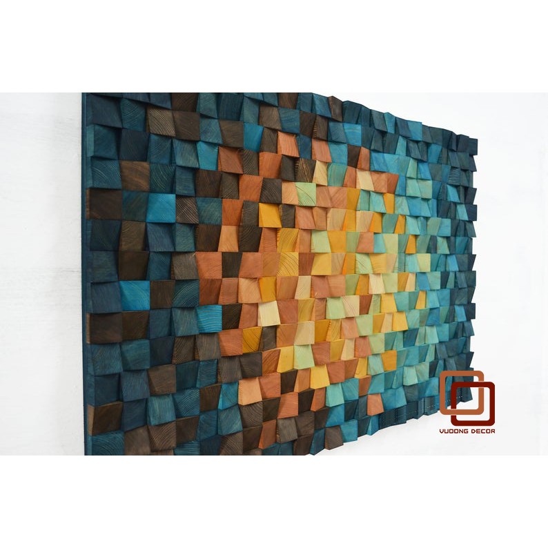 Tranh gỗ trang trí 3D SẮC MÀU (Wood mosaic) - (KÍCH THƯỚC 1,2m x 60cm)