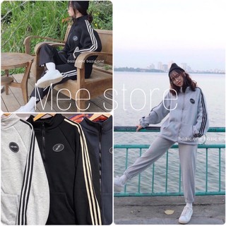 Bộ Nỉ Nữ 🌸 Bộ đồ thể thao nữ 3 sọc dáng rộng - set quần ống suông 3line Unisex