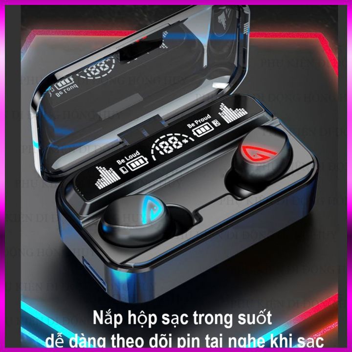 Tai nghe bluetooth S10 Pro V5.2 cao cấp, cảm ứng vân tay, Chống nước tiêu chuẩn IPX7 nghe nhạc 10h, kiêm sạc dự phòng