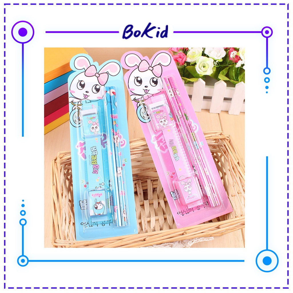 Bộ dụng cụ học tập cho bé 9 món cho bé từ 3 tuổi tập viết và làm đồ thủ công cực dễ thương