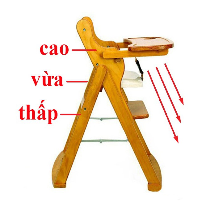 GHẾ ĂN BỘT CHO BÉ BẰNG GỖ - 3 CẤP ĐỘ