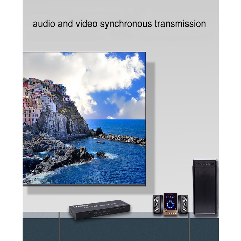 Bộ Chuyển Đổi Âm Thanh 4k @ 60hz hdmi matrix 2x4 Spidif 2 Trong 4 Ra 3d 4k hdmi Cho ps4 ps5 notebook pc