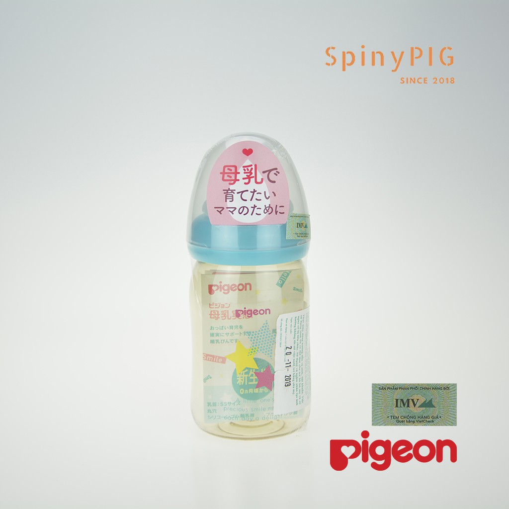 Bình sữa Pigeon cổ rộng PPSU 160ml 240ml 100% chính hãng có tem nhập khẩu phân phối bởi đại lý chính hãng trên nhãn