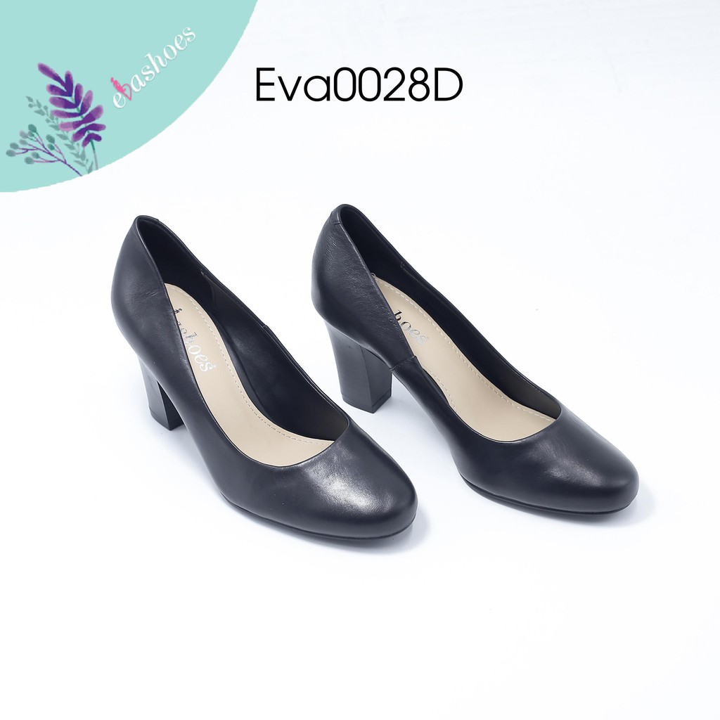 [Mã FAMALLT5 giảm 15% đơn 150k] Giày Cao Gót Mũi Tròn Da Bò Tự Nhiên 7cm Evashoes - Eva0028D