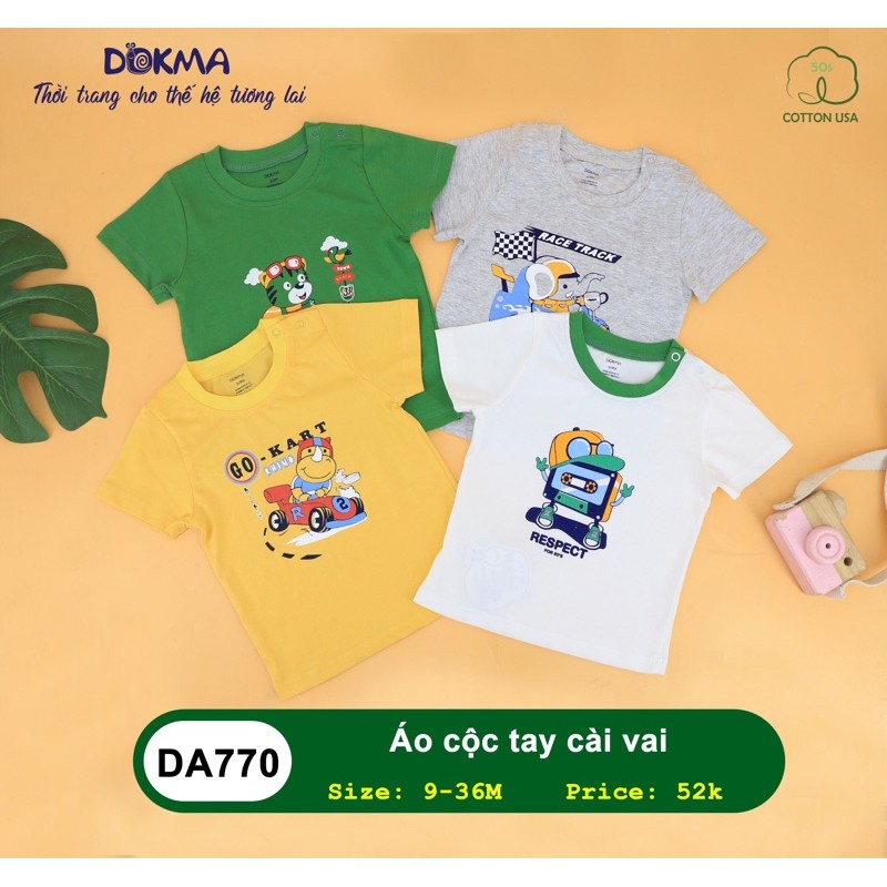 Áo cộc tay cúc vai bé trai Dokma (9-36M)