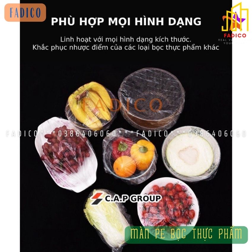 [HCM]màng bọc thực phẩm PE,màng pe bọc thực phẩm,màng bọc thực phẩm có thun,túi gấu có chun bọc đồ ăn co giãn-fadico