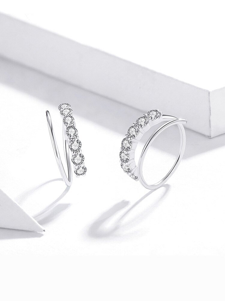 Khuyên tai Bamoer Bạc bạch kim 925 thiết kế đơn giản thời trang cho nữ