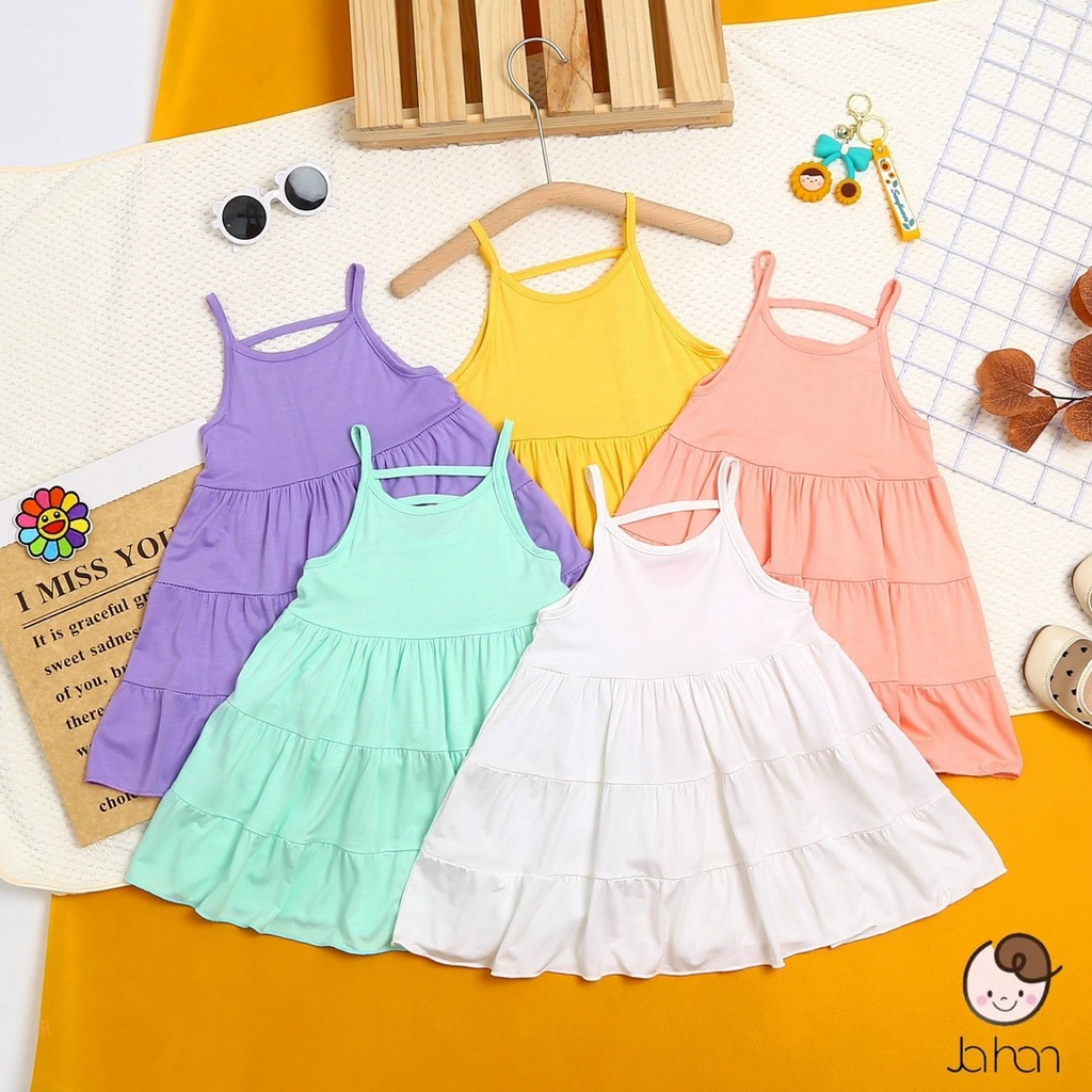 NOWSHIPĐầm Minky Mom Thun Lạnh Dể Thương Bé Gái 7-18kg