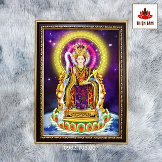 Tranh Diêu Trì Địa Mẫu 36x48cm bằng vải phủ bóng khung composite xịn xò