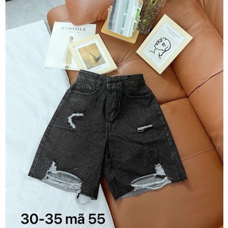 Quần ngố jean nữ rách lưng cao size đại kiểu quần lửng màu xám hàng VNXK thời trang bigsize 2KJean MSNgo54