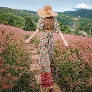 set thổ cẩm nơ eo họa tiết boho bohemian