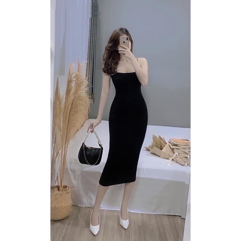 Váy 2 dây ôm eo dáng dài nữ chất vải mềm mịn không nhăn | BigBuy360 - bigbuy360.vn