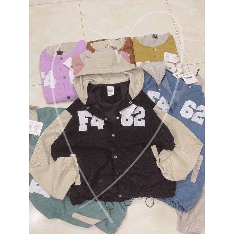 Áo Khoác Nhung Nữ F462 Có Nón Khác Màu Chất Nhung Tăm Mát Sịn Logo Thêu Form Chuẩn Mặc Mát Thoáng [NEW UNISEX]