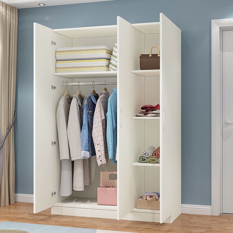 Tủ quần áo gỗ đặc đơn giản hiện đại cho thuê tiết kiệm có hai cánh lắp ghép phòng ngủ hộ gia đình nhỏ <