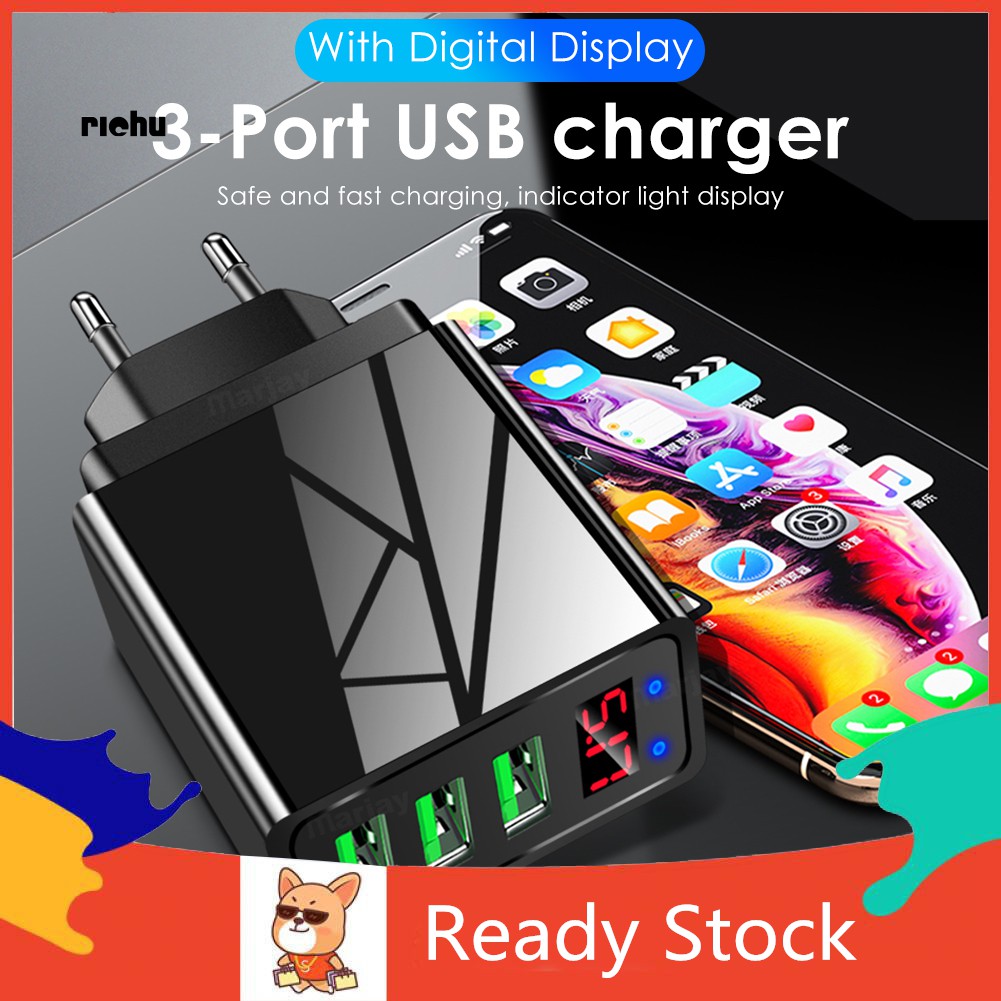 Củ Sạc Nhanh 3 Cổng Usb 48w Qc3.0 3.1a