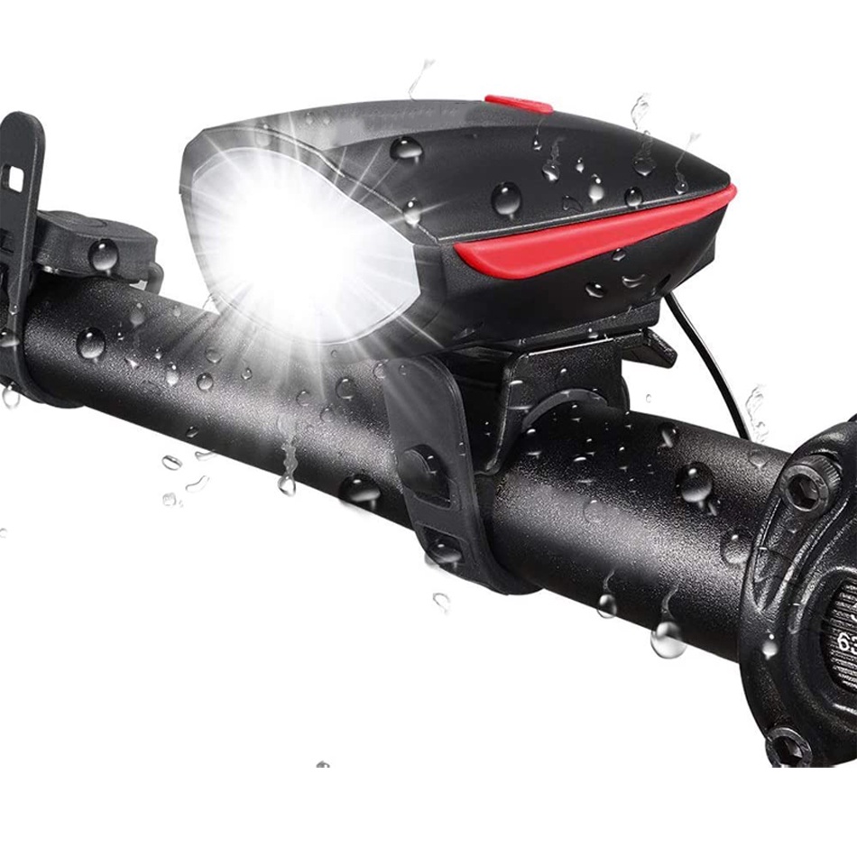 Đèn Pha Xe Đạp Chống Thấm Nước 3 Chế Độ Có Còi Sạc USB