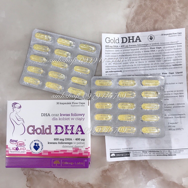 Sản phẩm Gold Dha cho bà bầu và phụ nữ sau sinh 30v hàng balan
