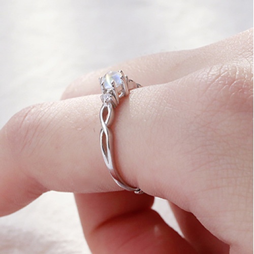 Nhẫn Đeo Tay Bạc 925 Đính Đá Mặt Trăng Thời Trang Cho Cặp Đôi