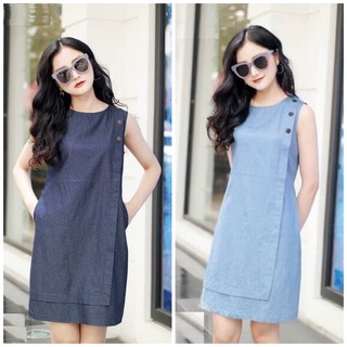 ĐẦM SUÔNG DENIM SÁT NÁCH  DỊU DÀNG XINH XẮN - SHOPSIRE