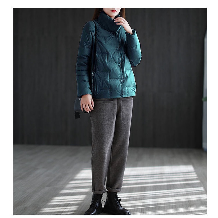 Áo Khoác Phao Đệm Cotton Màu Trơn Cổ Đứng Phong Cách Hàn Quốc Thời Trang Mùa Đông Mới Cho Nữ
