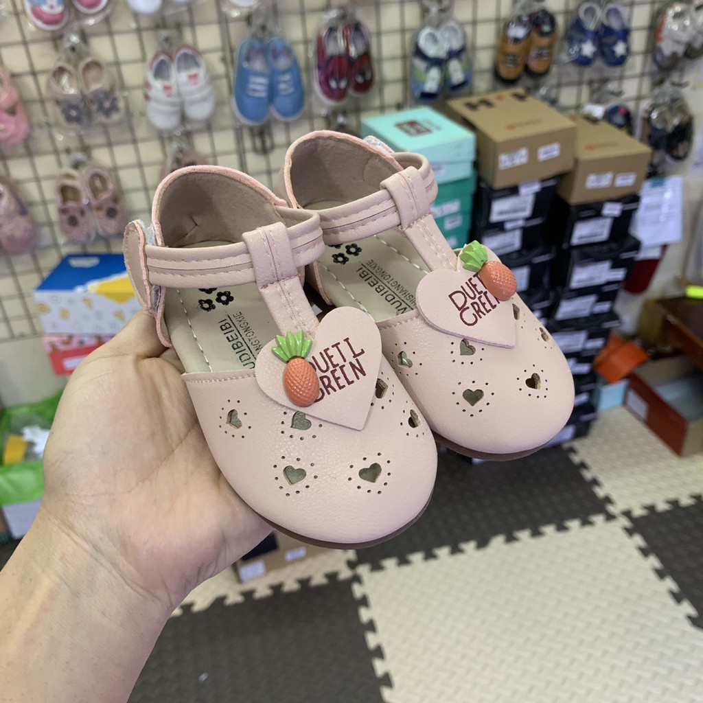 Giày búp bê công chúa, sandal bé gái 1 - 5 tuổi mùa hè màu hồng quai dán dáng tiểu thư thời trang cho bé SG46