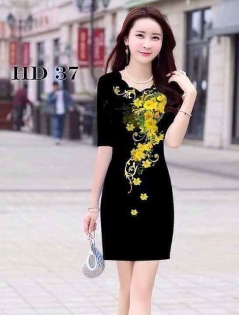 Đầm in hoa 3D cao cấp