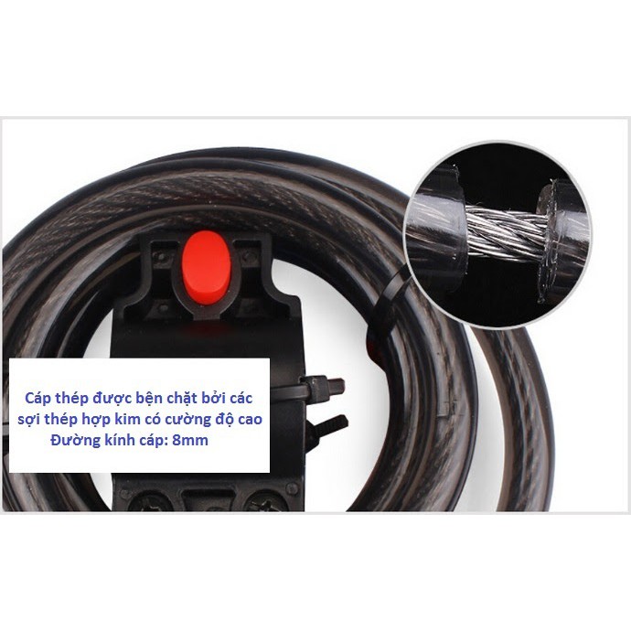 Dây Khóa Số Chống Trộm Zoli Chắc Chắn Cho Xe Đạp, Xe Máy