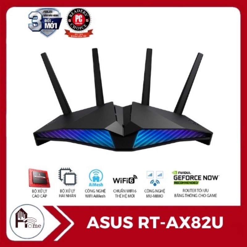 BỘ ĐỊNH TUYẾN WIFI ASUS RT-AX82U AX5400 – BĂNG TẦN KÉP – WIFI 6 802.11AX – 1 WAN 4 LAN/MU-MIMO