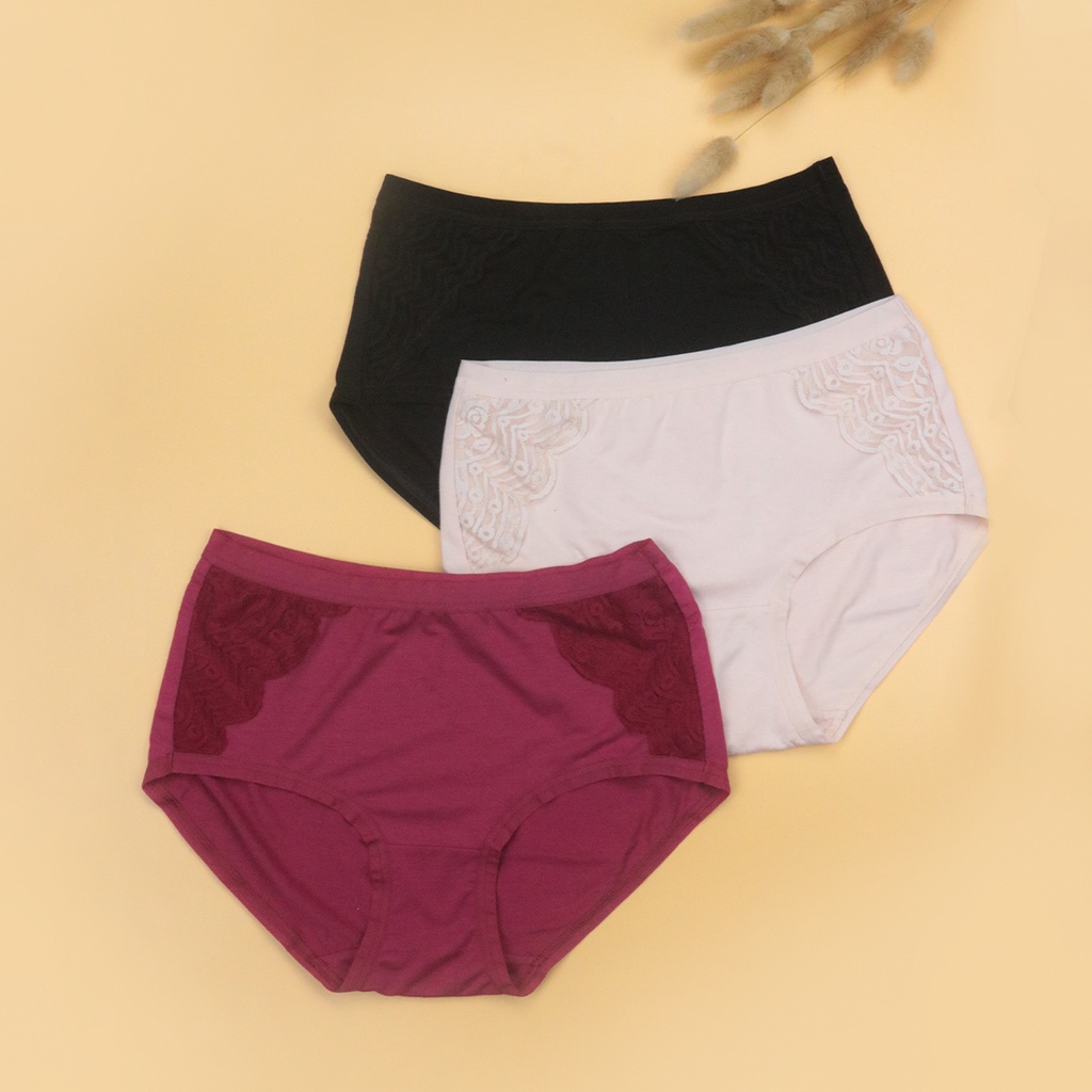 Quần Lót Nữ Cạp Vừa Phối Ren Sườn Luperi LUQL765