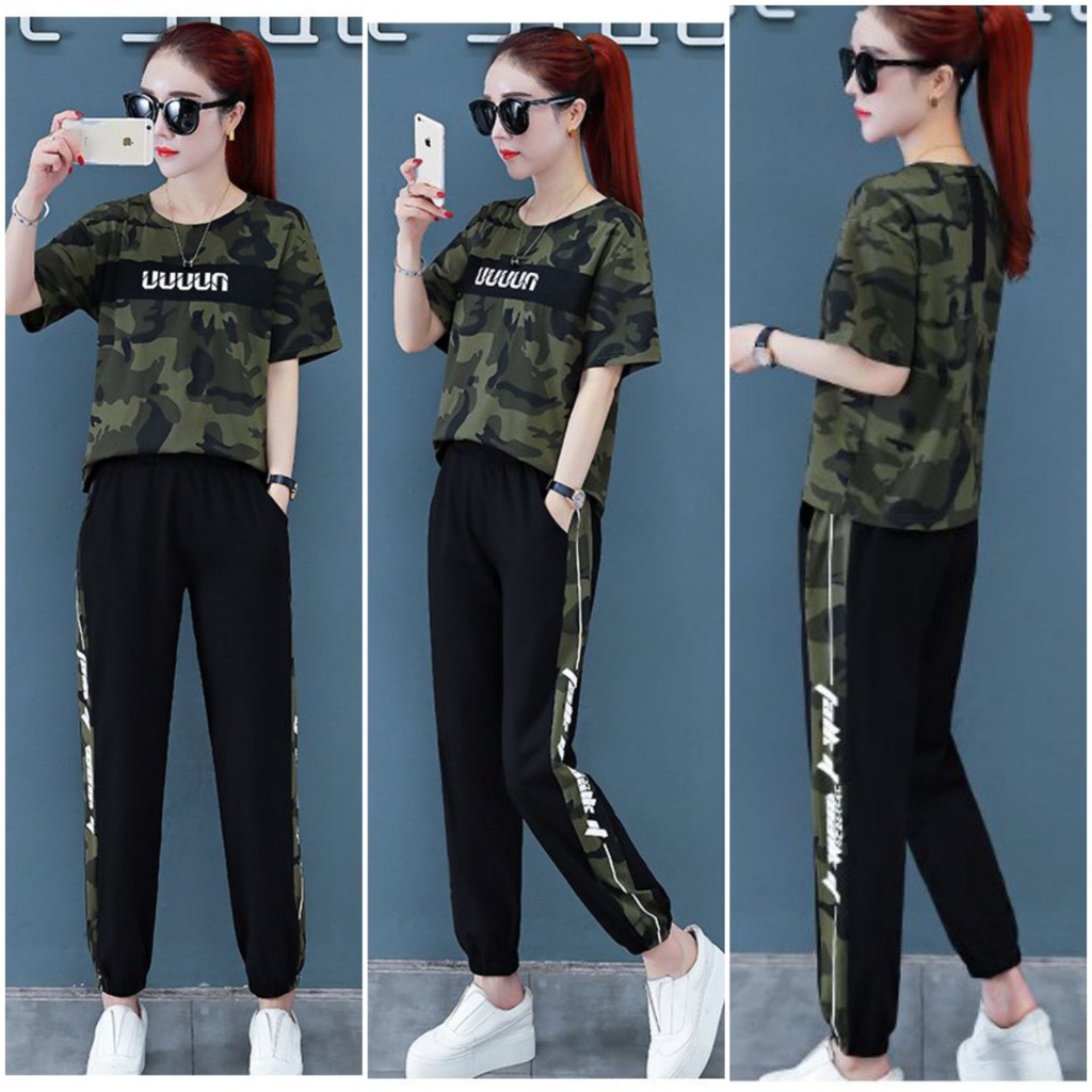 BỘ THUN THỜI TRANG PHỐI LÍNH 3D CHỮ UUUUN