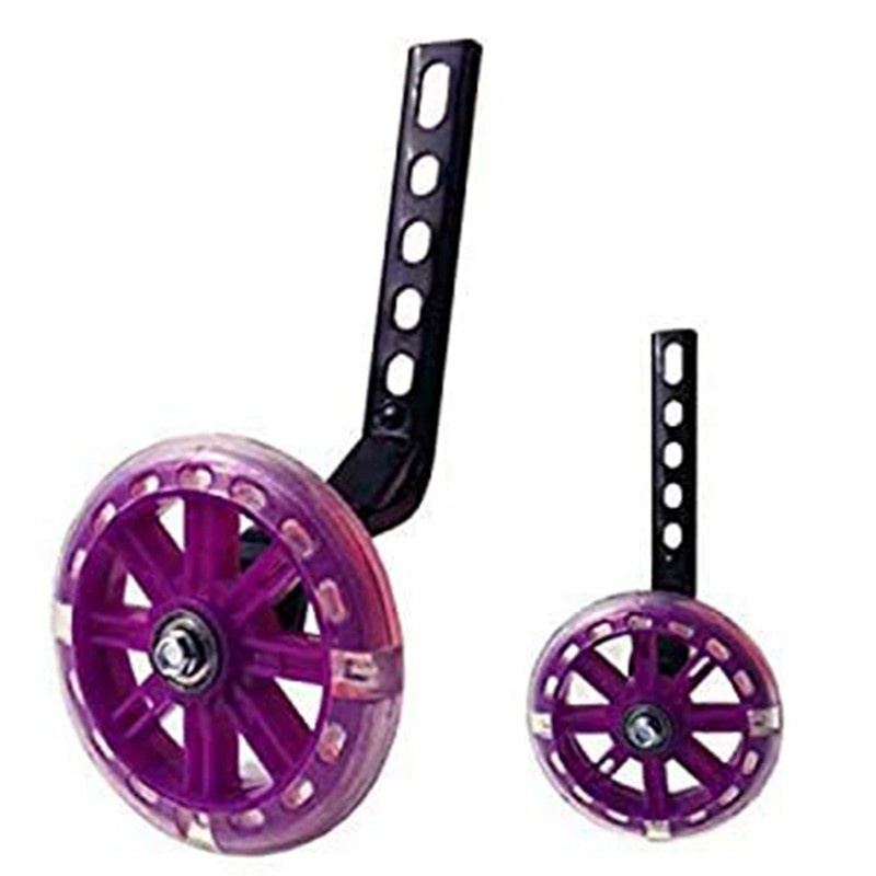 Training Wheels Flash Mute Wheel Bicycle Stabiliser Mounted Kit Compatible for Bikes of 12 14 16 18 20 Inch,Purple