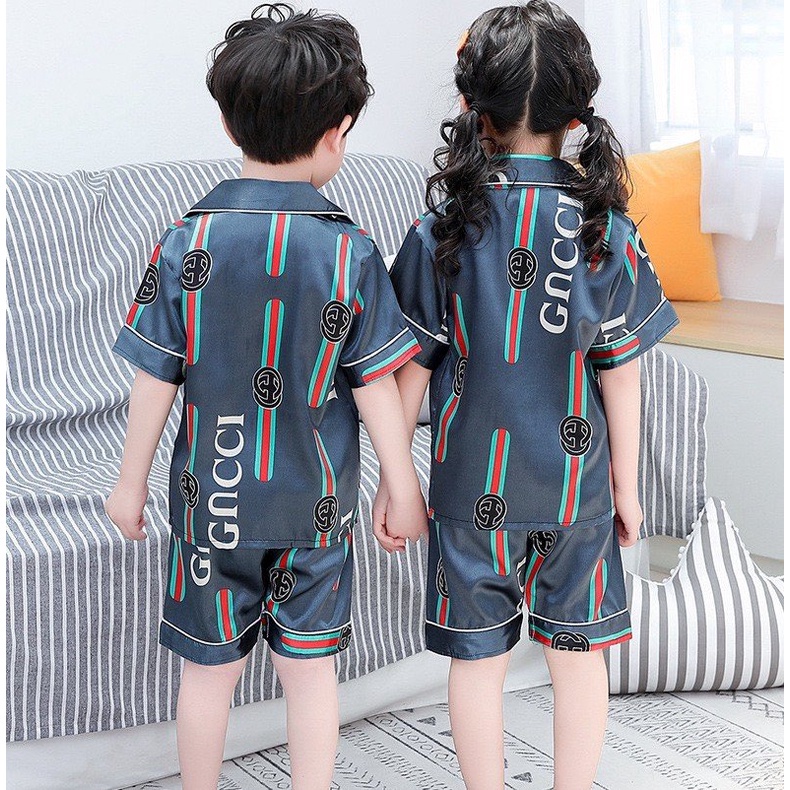 Bộ quần áo bé trai bé gái Kangmin kids, pijama cho bé trai bé gái chất lụa mêm PM08, bộ đồ ngủ cho bé từ 7-28kg