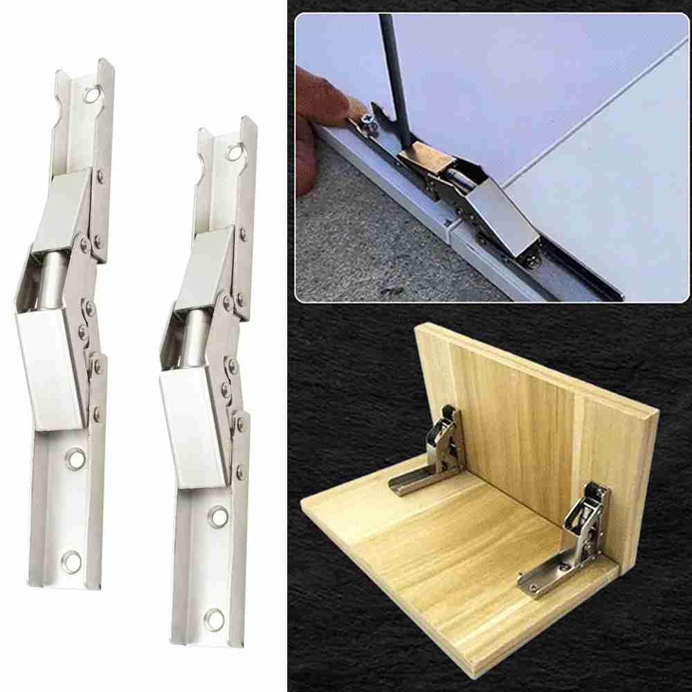 Set 2 Bản Lề Ẩn 90 Độ Tùy Chỉnh Kèm Giá Đỡ Chuyên Dụng Cho Cửa Tủ