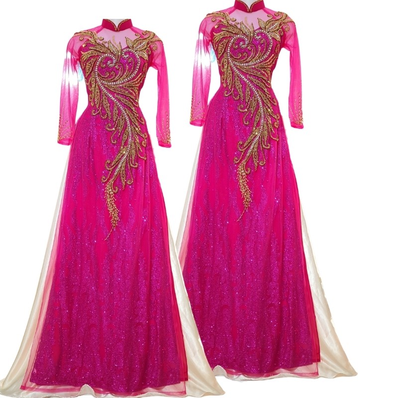 Áo Dài Bà Sui - Áo Dài Cho Mẹ Sang Trọng Trẻ Trung Màu Hồng ADM02