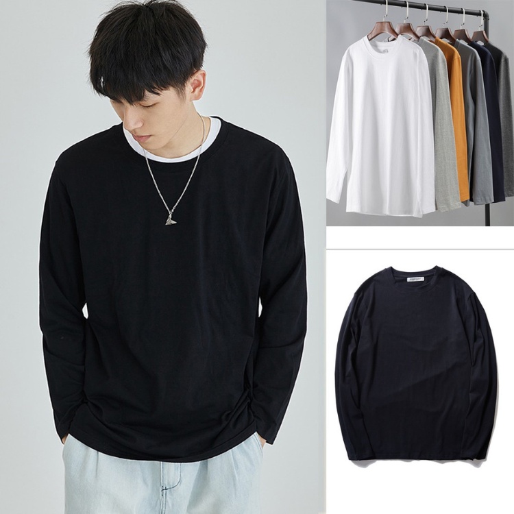 Áo Thun Dài Tay Trơn Basic Đen Trắng Xám Cổ Tròn Cho Nam Nữ Unisex Thời Trang Hàn Quốc - La mode