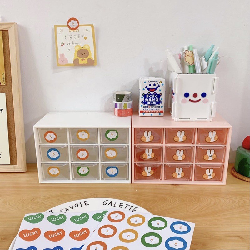 Set 2 tấm sticker trang trí Béo shop dán sổ ghi chú bookmart kệ tủ decor bàn học ST03