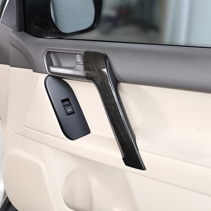 Bộ 4 Tay Nắm Cửa Xe Hơi Bằng Gỗ Đen Chuyên Dụng Cho Toyota Land Cruiser Prado FJ150 150 2010-2018