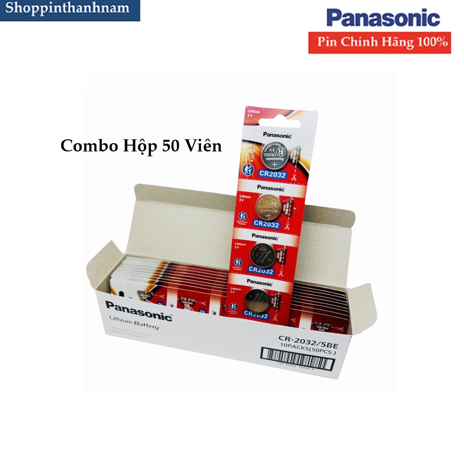 Combo Hộp 50 Viên (10 Vỉ ) Pin CR2032 Panasonic Chính Hãng