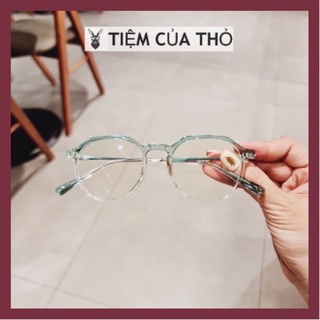 Gọng kính cận nữ, form lục giác cốt kim loại mắt chống UV Tiệm của thỏ 8857