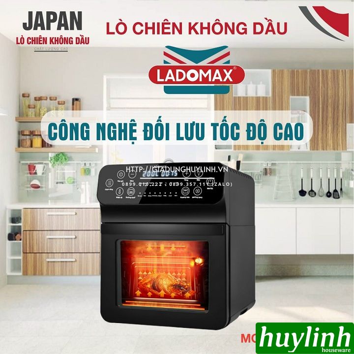 [Mã ELHAMS5 giảm 6% đơn 300K] Nồi chiên không dầu điện tử Ladomax HA-555 - 16 lít - 16 chức năng