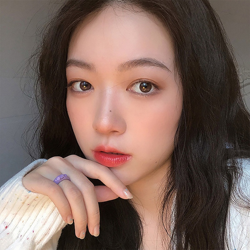 Nhẫn Hở Hình Mặt Cười Màu Tím Có Thể Điều Chỉnh Kích Cỡ