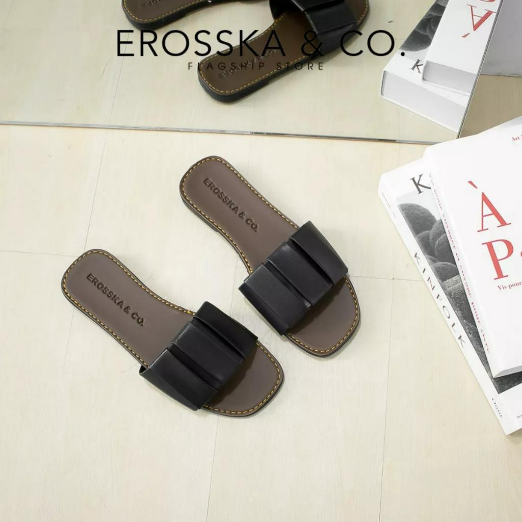 Erosska - Dép nữ thời trang đế bằng Erosska 2023 quai ngang màu vàng - DE061