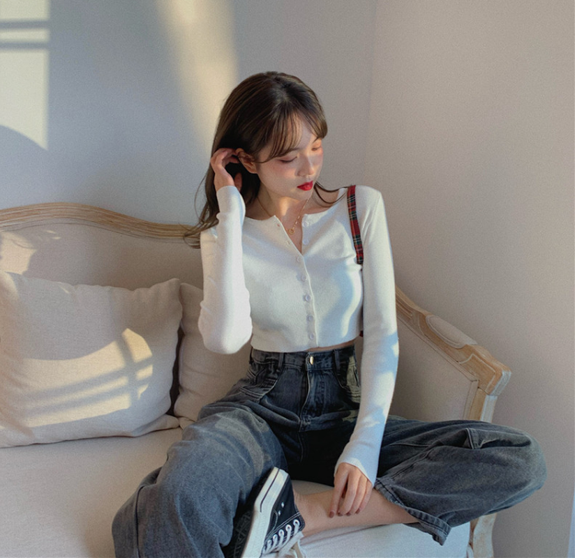 Áo Cardigan Dệt Kim Dáng Ôm Kiểu Hàn Quốc Xinh Xắn Cho Nữ | BigBuy360 - bigbuy360.vn