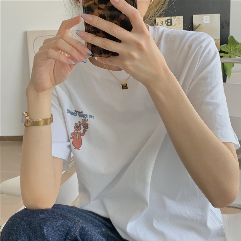 Áo thun tay ngắn in hình hoạt hình dành cho nữ