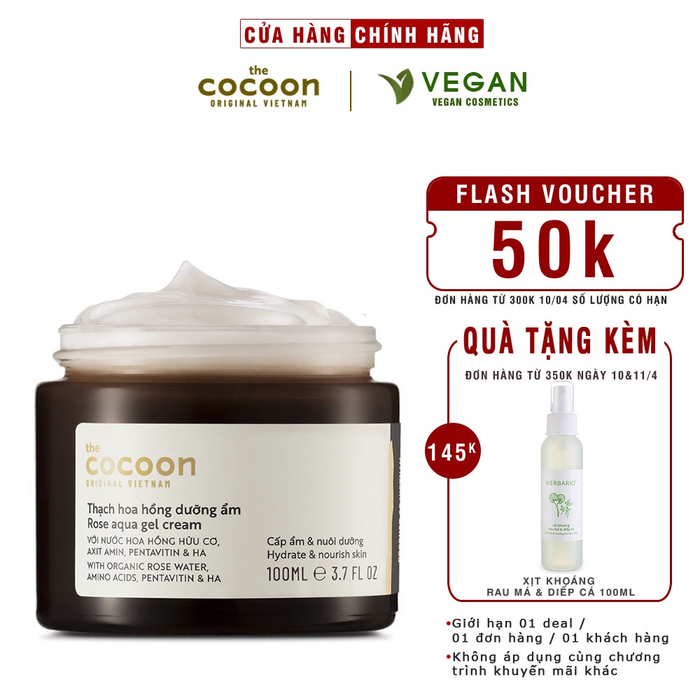 Thạch hoa hồng dưỡng ẩm cocoon 100ml (kem dưỡng ẩm)