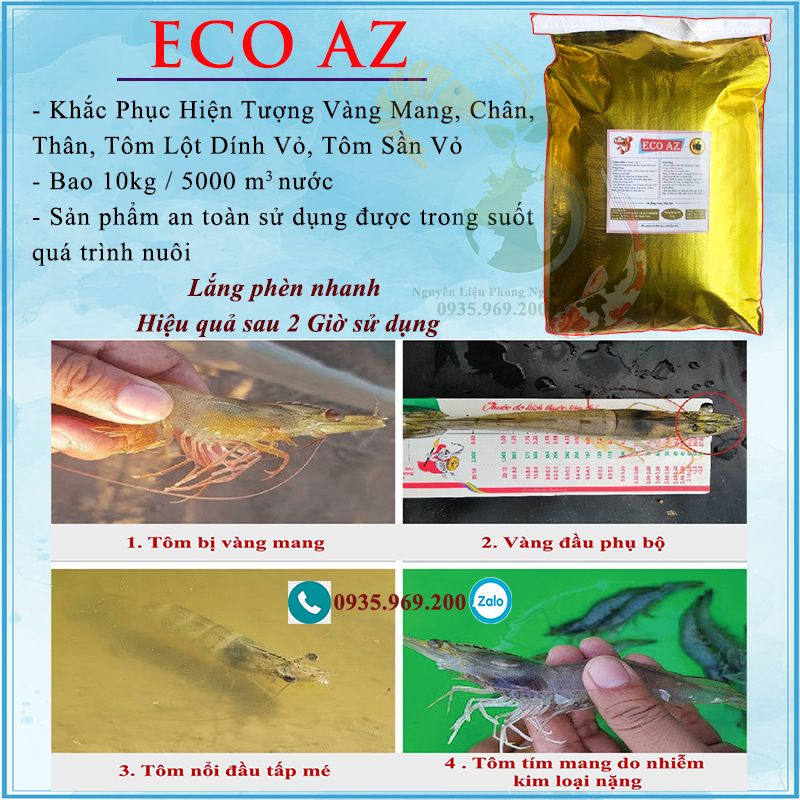 Hạ phèn , khử độc ao nuôi tôm , cá . ECO AZ bao 10kg