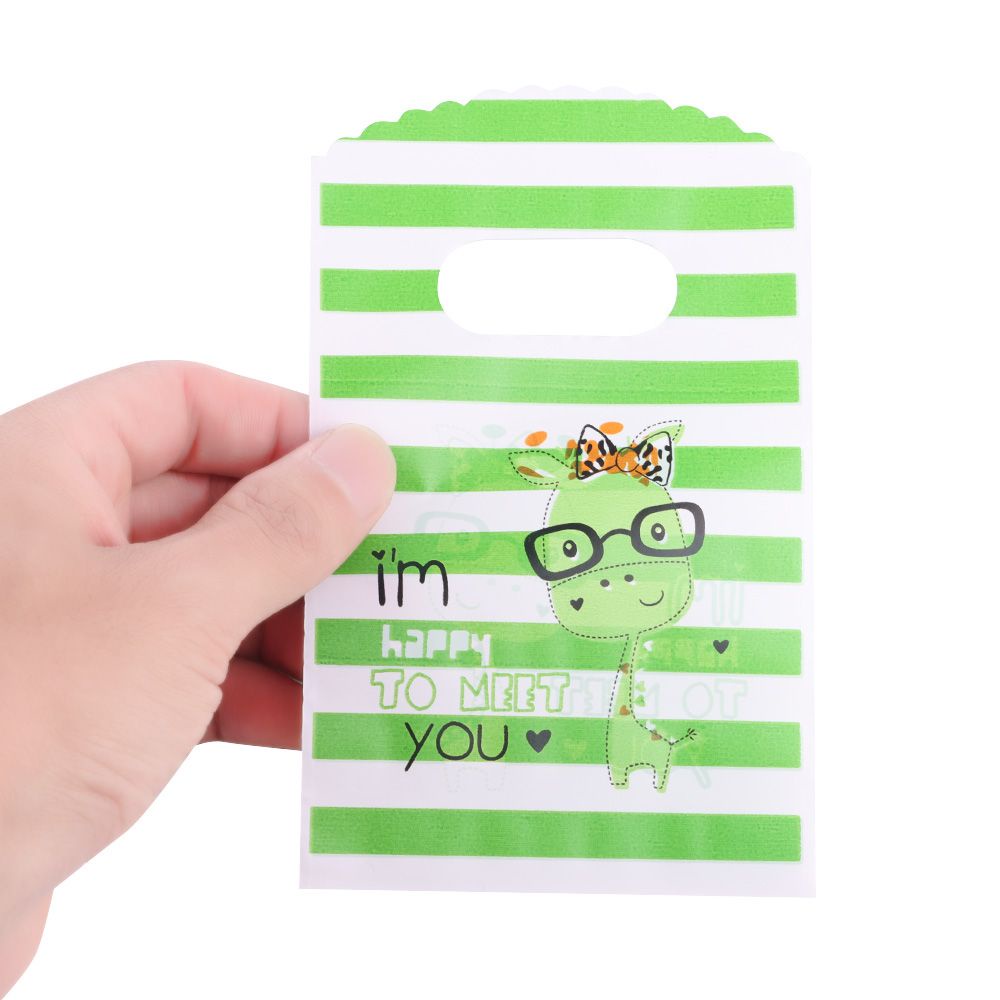 Set 50 Túi Nhựa Mini Có Tay Cầm 9*15CM Họa Tiết Dễ Thương Dùng Để Đựng Quà Tặng