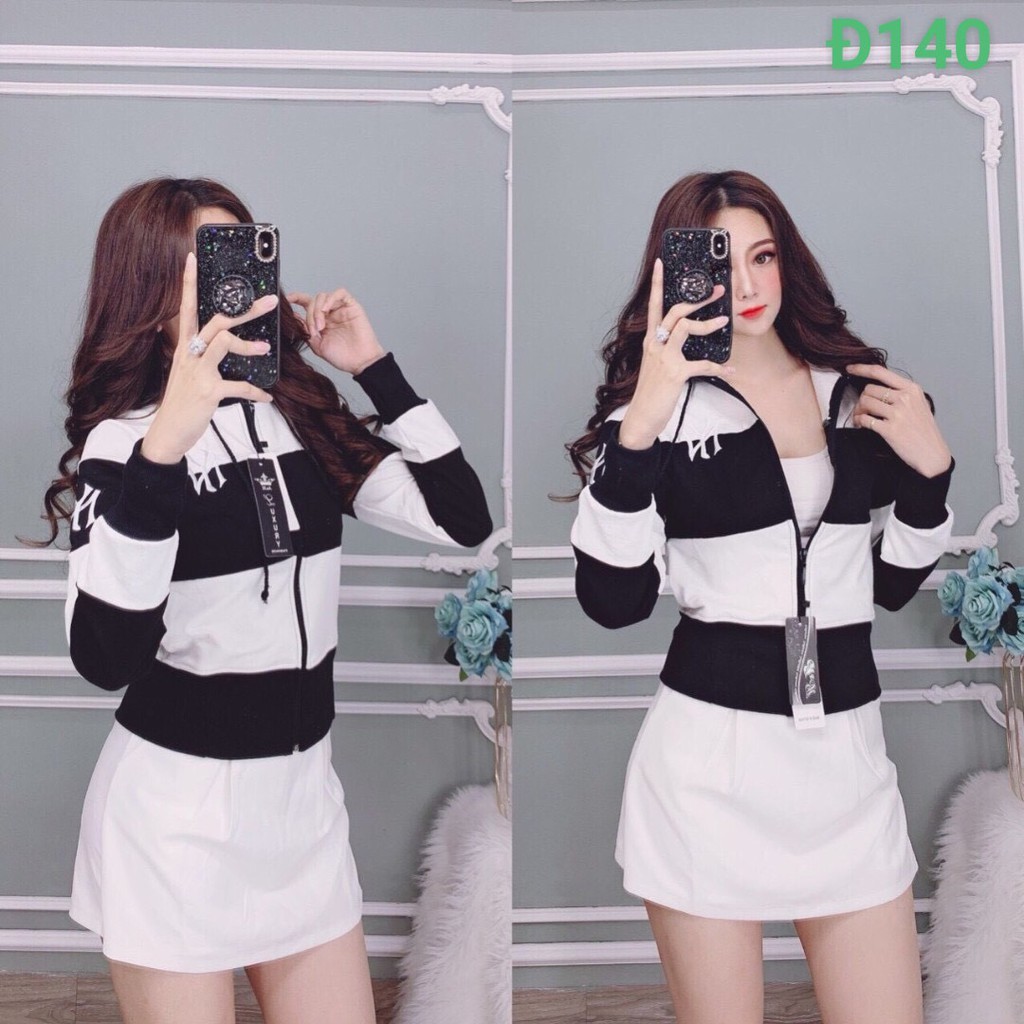 [Đẹp Đẹp] ÁO KHOÁT LỬNG THUN NỮ THÊU NEW YOK PHỐI SỌC MÀU KHOÁC THỜI TRANG CROPTOP SÀNH ĐIỆU