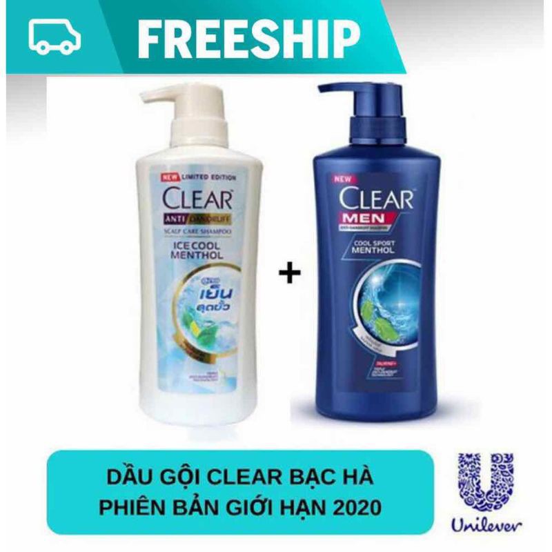 Dầu gội Clear Men Bạc Hà và Bạc Hà, Hoa Anh Đào Thái Lan Mẫu Mới