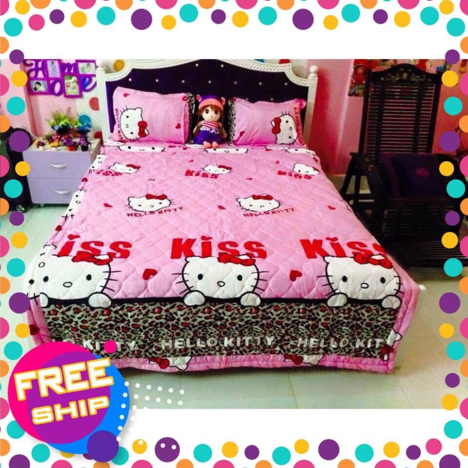 Bộ drap giường coton nhung Hello Kitty (chọn mẫu)